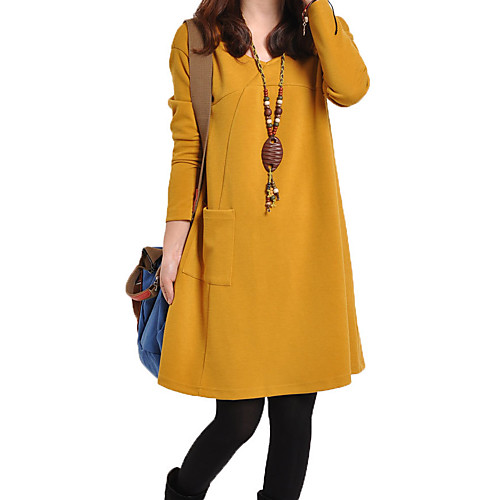 Women's Shift Dress - Long Sleeve Solid Color Summer Fall Casual 2020 Yellow Brown Gray M L XL XXL XXXL
Women's Shift Dress - Long Sleeve Solid Color Summer Fall Casual 2020 Yellow Brown Gray M L XL XXL XXXL