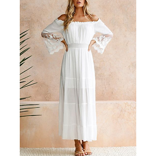 Women's Maxi Sheath Dress - Long Sleeve Solid Color Summer Off Shoulder Elegant 2020 White S M L XL
Women's Maxi Sheath Dress - Long Sleeve Solid Color Summer Off Shoulder Elegant 2020 White S M L XL