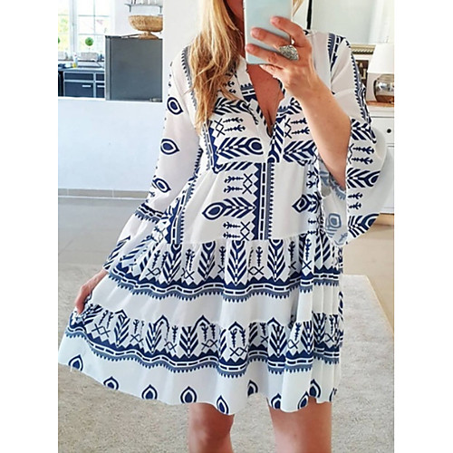 Women's A Line Dress - Long Sleeve Geometric Summer V Neck Casual 2020 Yellow Blushing Pink Light Green Light Blue S M L XL XXL XXXL
Women's A Line Dress - Long Sleeve Geometric Summer V Neck Casual 2020 Yellow Blushing Pink Light Green Light Blue S M L XL XXL XXXL