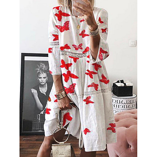 Women's A-Line Dress Midi Dress - 3/4 Length Sleeve Floral Summer Elegant 2020 White S M L XL XXL XXXL
Women's A-Line Dress Midi Dress - 3/4 Length Sleeve Floral Summer Elegant 2020 White S M L XL XXL XXXL