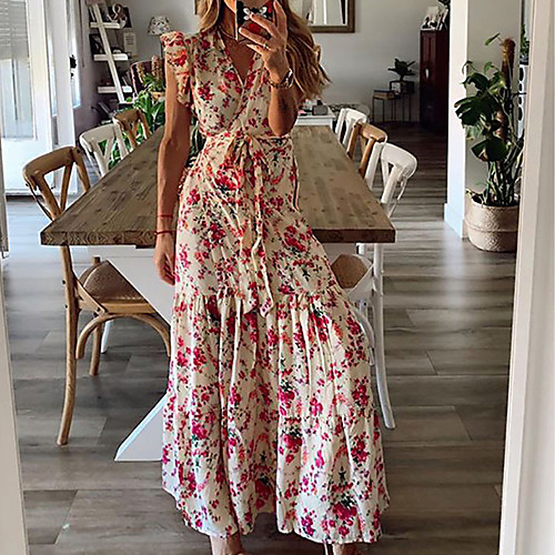 Women's Maxi Sundress Dress - Sleeveless Print Summer V Neck Boho Daily Ruffle Red S M L XL
Women's Maxi Sundress Dress - Sleeveless Print Summer V Neck Boho Daily Ruffle Red S M L XL