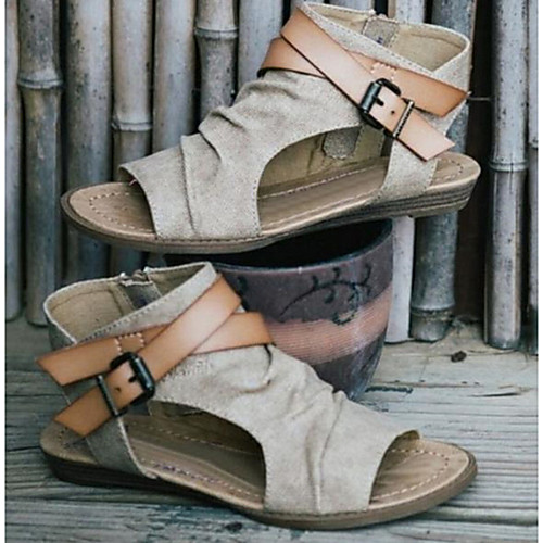 Women's Sandals Summer Flat Heel Peep Toe Daily PU Dark Brown / Black / Beige
Women's Sandals Summer Flat Heel Peep Toe Daily PU Dark Brown / Black / Beige