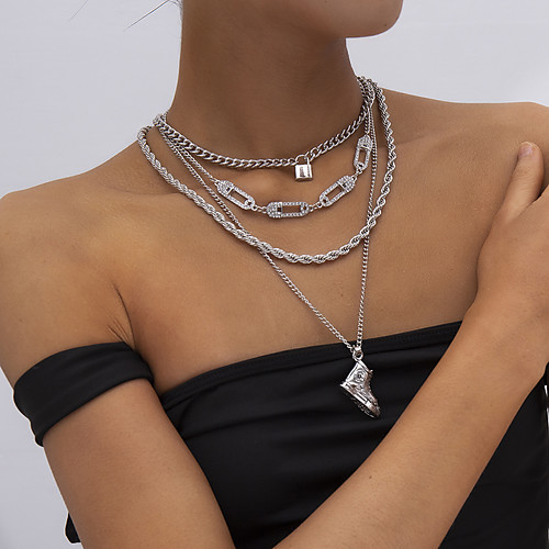 Women's Statement Necklace Stacking Stackable Shoe Punk Casual / Sporty Iron Silver 35 cm Necklace Jewelry 4pcs For Street
Women's Statement Necklace Stacking Stackable Shoe Punk Casual / Sporty Iron Silver 35 cm Necklace Jewelry 4pcs For Street