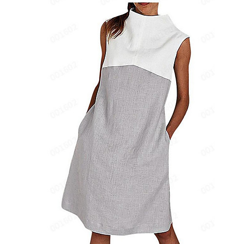 Women's Shift Dress Knee Length Dress - Sleeveless Color Block Summer Casual 2020 Black Blue Yellow Light gray S M L XL XXL
Women's Shift Dress Knee Length Dress - Sleeveless Color Block Summer Casual 2020 Black Blue Yellow Light gray S M L XL XXL