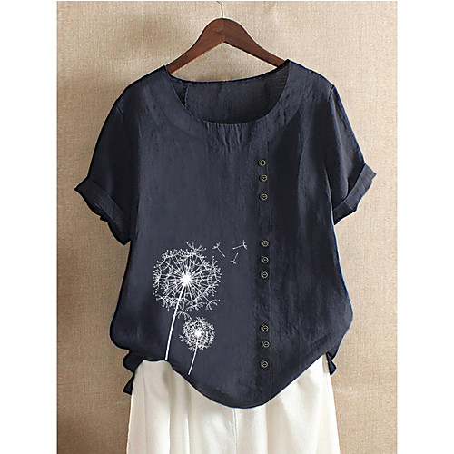 Women's Blouse Shirt Floral Flower Print Round Neck Basic Tops Cotton Blue Purple Blushing Pink
Women's Blouse Shirt Floral Flower Print Round Neck Basic Tops Cotton Blue Purple Blushing Pink