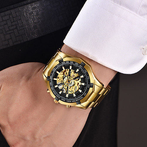 WLISTH Men's Mechanical Watch Automatic self-winding Modern Style Stylish Stainless Steel Gold 30 m Water Resistant / Waterproof Noctilucent Large Dial Analog Fashion Skeleton - BlackGloden Black
WLISTH Men's Mechanical Watch Automatic self-winding Modern Style Stylish Stainless Steel Gold 30 m Water Resistant / Waterproof Noctilucent Large Dial Analog Fashion Skeleton - BlackGloden Black