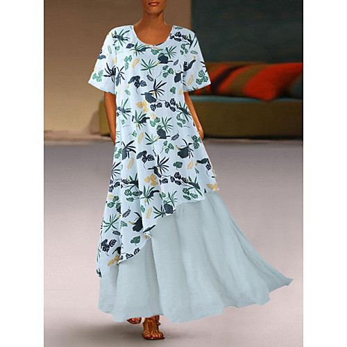 Women's A-Line Dress Maxi long Dress - Short Sleeves Floral Summer Casual 2020 Blue Yellow M L XL XXL XXXL XXXXL
Women's A-Line Dress Maxi long Dress - Short Sleeves Floral Summer Casual 2020 Blue Yellow M L XL XXL XXXL XXXXL