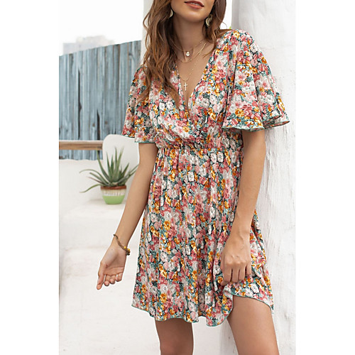 Women's A-Line Dress Knee Length Dress - Short Sleeves Floral Summer Casual 2020 Red S M L XL
Women's A-Line Dress Knee Length Dress - Short Sleeves Floral Summer Casual 2020 Red S M L XL