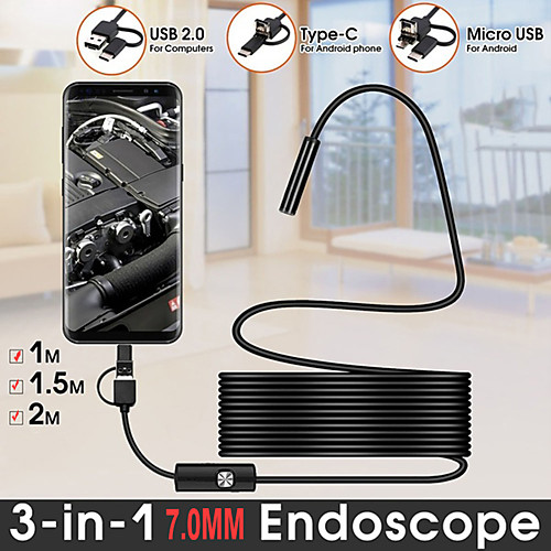 TYPE C USB Mini Endoscope Camera 7mm 1M 2M Flexible Hard Cable Snake Borescope Inspection Camera for Android Smartphone PC
TYPE C USB Mini Endoscope Camera 7mm 1M 2M Flexible Hard Cable Snake Borescope Inspection Camera for Android Smartphone PC