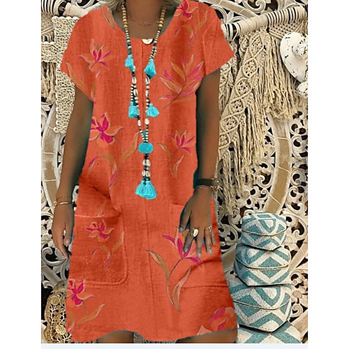 Women's Shift Dress Knee Length Dress - Short Sleeves Geometric Summer Boho 2020 White Blue Orange S M L XL XXL XXXL XXXXL XXXXXL
Women's Shift Dress Knee Length Dress - Short Sleeves Geometric Summer Boho 2020 White Blue Orange S M L XL XXL XXXL XXXXL XXXXXL