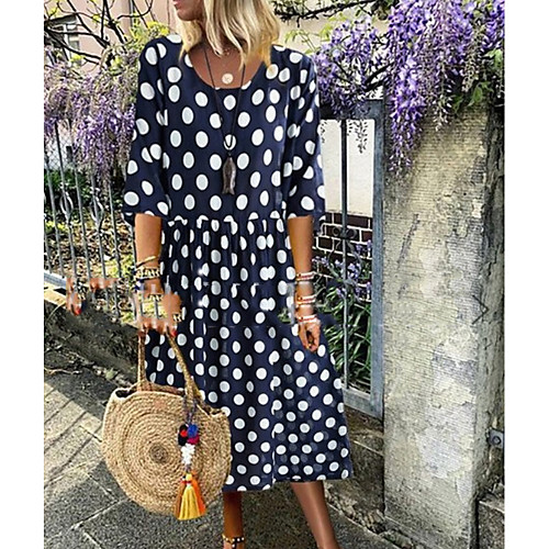 Women's Shift Dress Knee Length Dress - 3/4 Length Sleeve Polka Dot Summer Casual 2020 Blue S M L XL XXL XXXL XXXXL XXXXXL
Women's Shift Dress Knee Length Dress - 3/4 Length Sleeve Polka Dot Summer Casual 2020 Blue S M L XL XXL XXXL XXXXL XXXXXL