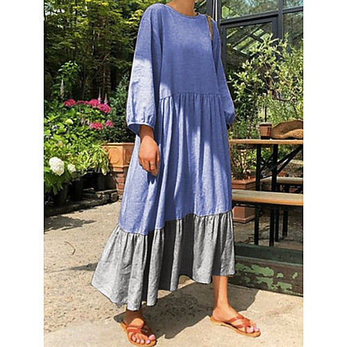 Women's A-Line Dress Midi Dress - Long Sleeve Color Block Summer Casual 2020 Purple Blushing Pink Green Gray Light Blue S M L XL XXL XXXL
Women's A-Line Dress Midi Dress - Long Sleeve Color Block Summer Casual 2020 Purple Blushing Pink Green Gray Light Blue S M L XL XXL XXXL