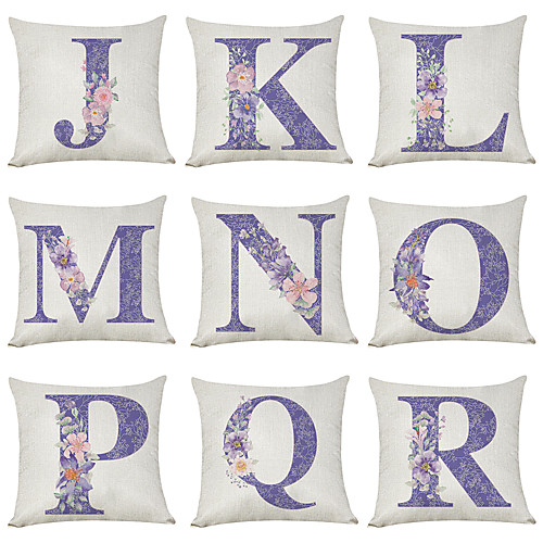 9 pcs Linen Pillow Cover, Floral English Character J-R Casual Modern Square Traditional Classic
9 pcs Linen Pillow Cover, Floral English Character J-R Casual Modern Square Traditional Classic