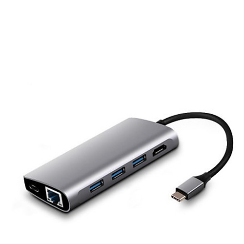 TypeC Hub 8 in 1 Aluminum Multi Port Adapter Type C Combo Hub for MacBook Pro USB C Hub to HDMI Male (4K) Type-C Pass Through Ethernet SD/Micro Card Reader and 3 USB 3.0 Ports
TypeC Hub 8 in 1 Aluminum Multi Port Adapter Type C Combo Hub for MacBook Pro USB C Hub to HDMI Male (4K) Type-C Pass Through Ethernet SD/Micro Card Reader and 3 USB 3.0 Ports
