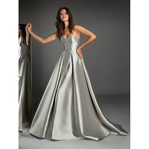 A-Line Open Back Formal Evening Dress Sweetheart Neckline Sleeveless Sweep / Brush Train Satin with 2021
A-Line Open Back Formal Evening Dress Sweetheart Neckline Sleeveless Sweep / Brush Train Satin with 2021