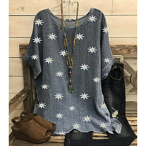Women's Blouse Shirt Floral Flower Round Neck Tops Red Green Gray 
Women's Blouse Shirt Floral Flower Round Neck Tops Red Green Gray