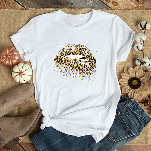 Women's Leopard T shirt Leopard Cheetah Print Print Round Neck Basic Tops 100% Cotton White Yellow Blushing Pink
Women's Leopard T shirt Leopard Cheetah Print Print Round Neck Basic Tops 100% Cotton White Yellow Blushing Pink