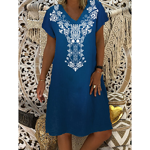 Women's Shift Dress Knee Length Dress - Short Sleeves Floral Print Summer Casual Daily 2020 Blue M L XL XXL XXXL
Women's Shift Dress Knee Length Dress - Short Sleeves Floral Print Summer Casual Daily 2020 Blue M L XL XXL XXXL