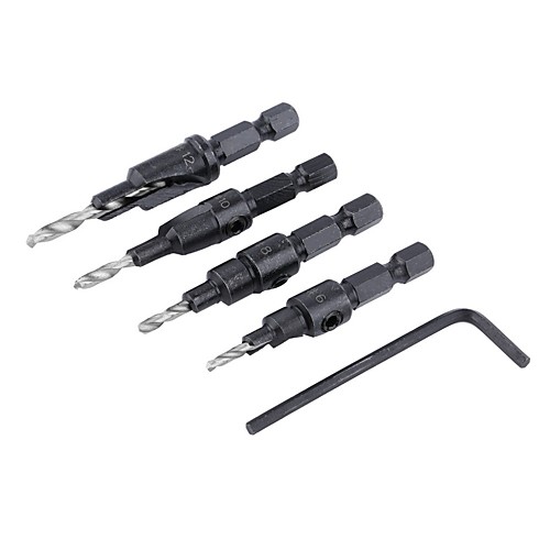 4pcs HSS Ti Countersink Drill Bit Set Wood Countersinks Screw Size #6 #8 #10 #12
4pcs HSS Ti Countersink Drill Bit Set Wood Countersinks Screw Size #6 #8 #10 #12