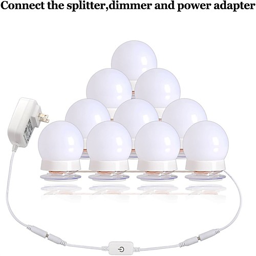 Hollywood Style LED Vanity Mirror Lights Kit with 10 Dimmable Light Bulbs For Makeup Dressing Table and Power Supply Plug in Lighting Fixture Strip Vanity Mirror Light White (No Mirror Included)
Hollywood Style LED Vanity Mirror Lights Kit with 10 Dimmable Light Bulbs For Makeup Dressing Table and Power Supply Plug in Lighting Fixture Strip Vanity Mirror Light White (No Mirror Included)