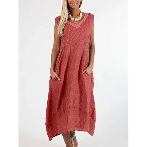 Women's Shift Dress Midi Dress - Sleeveless Solid Color Summer V Neck Casual 2020 Black Yellow Gray Light Blue S M L XL XXL XXXL
Women's Shift Dress Midi Dress - Sleeveless Solid Color Summer V Neck Casual 2020 Black Yellow Gray Light Blue S M L XL XXL XXXL