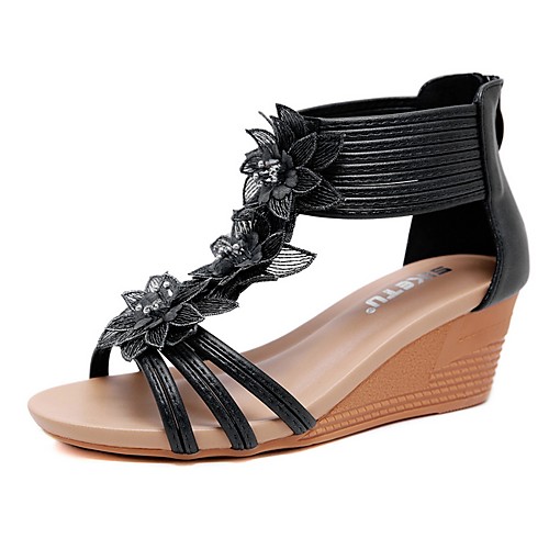Women's Sandals Summer Wedge Heel Open Toe Roman Shoes Daily PU Almond / Black
Women's Sandals Summer Wedge Heel Open Toe Roman Shoes Daily PU Almond / Black