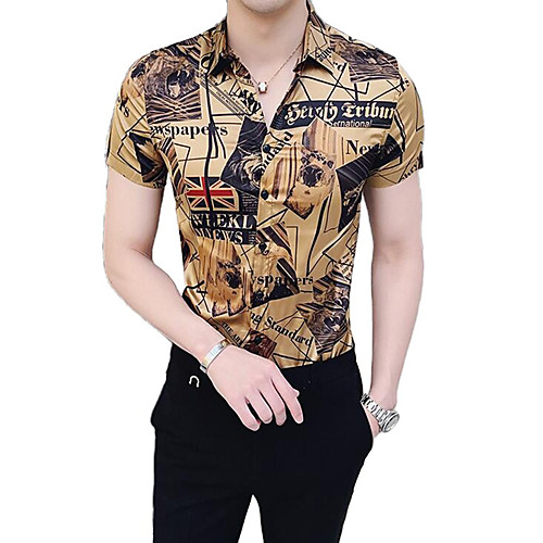 Men's Graphic Print Shirt Sexy Street chic Daily Going out Brown 
Men's Graphic Print Shirt Sexy Street chic Daily Going out Brown