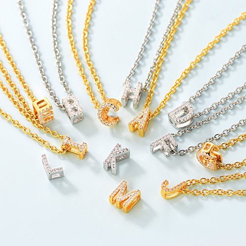 Women's Clear AAA Cubic Zirconia Pendant Necklace Necklace Charm Necklace Pave Letter Dainty Simple Fashion Copper Gold Silver 465 cm Necklace Jewelry 1pc For Christmas Party Evening Prom Birthday
Women's Clear AAA Cubic Zirconia Pendant Necklace Necklace Charm Necklace Pave Letter Dainty Simple Fashion Copper Gold Silver 465 cm Necklace Jewelry 1pc For Christmas Party Evening Prom Birthday