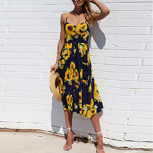 Women's Strap Dress Midi Dress - Sleeveless Print Print Summer Casual Sexy 2020 White Blue Yellow Blushing Pink Navy Blue S M L XL
Women's Strap Dress Midi Dress - Sleeveless Print Print Summer Casual Sexy 2020 White Blue Yellow Blushing Pink Navy Blue S M L XL
