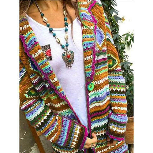 Women's Striped Long Sleeve Cardigan Sweater Jumper, Shirt Collar Blue / Purple / Red S / M / L
Women's Striped Long Sleeve Cardigan Sweater Jumper, Shirt Collar Blue / Purple / Red S / M / L