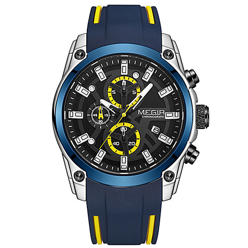 MEGIR Men's Sport Watch Quartz Stylish Silicone Black / Blue 30 m Water Resistant / Waterproof Calendar / date / day Chronograph Analog Fashion - BlackGloden Black Blue One Year Battery Life
MEGIR Men's Sport Watch Quartz Stylish Silicone Black / Blue 30 m Water Resistant / Waterproof Calendar / date / day Chronograph Analog Fashion - BlackGloden Black Blue One Year Battery Life