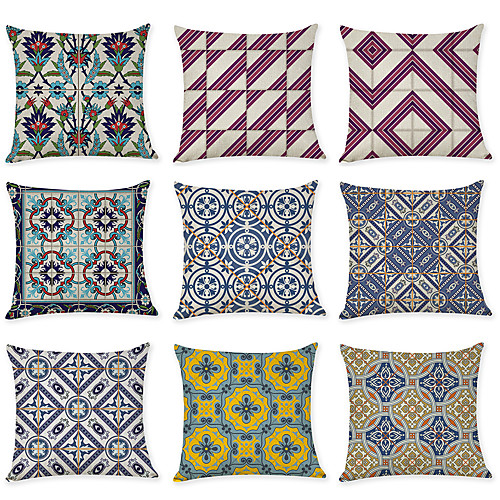 9 pcs Linen Pillow Cover, Vintage Geometric Geometic Casual Modern Square Traditional Classic
9 pcs Linen Pillow Cover, Vintage Geometric Geometic Casual Modern Square Traditional Classic