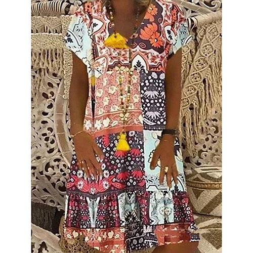 Women's Shift Dress Knee Length Dress - Short Sleeves Print Summer Casual 2020 Black Blue Orange Green S M L XL XXL XXXL
Women's Shift Dress Knee Length Dress - Short Sleeves Print Summer Casual 2020 Black Blue Orange Green S M L XL XXL XXXL