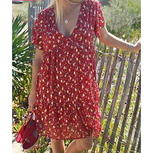 Women's Shift Dress Knee Length Dress - Short Sleeves Geometric Summer Casual 2020 Red Beige S M L XL XXL XXXL
Women's Shift Dress Knee Length Dress - Short Sleeves Geometric Summer Casual 2020 Red Beige S M L XL XXL XXXL