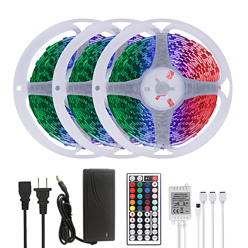 15M(3x5M) LED Strip Lights RGB Tiktok Lights 900LEDs Flexible Color Change SMD 5050 with 44 Keys IR Remote Controller and 100-240V Adapter for Home Bedroom Kitchen TV Back Lights DIY Deco
15M(3x5M) LED Strip Lights RGB Tiktok Lights 900LEDs Flexible Color Change SMD 5050 with 44 Keys IR Remote Controller and 100-240V Adapter for Home Bedroom Kitchen TV Back Lights DIY Deco