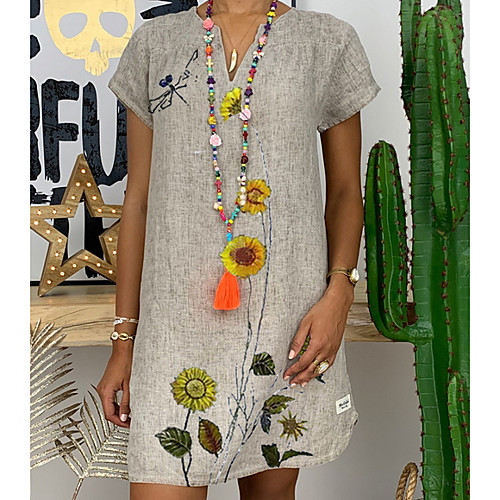 Women's Shift Dress Knee Length Dress Yellow Army Green Gray White Short Sleeve Floral Summer V Neck Work 2021 S M L XL XXL 3XL
Women's Shift Dress Knee Length Dress Yellow Army Green Gray White Short Sleeve Floral Summer V Neck Work 2021 S M L XL XXL 3XL