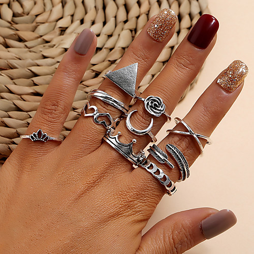 Women's Ring 10pcs Silver Alloy Crown Simple Classic Vintage Wedding Gift Jewelry Roses Leaf Moon / Heart
Women's Ring 10pcs Silver Alloy Crown Simple Classic Vintage Wedding Gift Jewelry Roses Leaf Moon / Heart