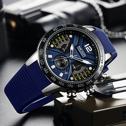 MEGIR Men's Sport Watch Quartz Modern Style Sporty Silicone Black / Blue 30 m Water Resistant / Waterproof Calendar / date / day Chronograph Analog Outdoor Cool - Black Blue Two Years Battery Life
MEGIR Men's Sport Watch Quartz Modern Style Sporty Silicone Black / Blue 30 m Water Resistant / Waterproof Calendar / date / day Chronograph Analog Outdoor Cool - Black Blue Two Years Battery Life