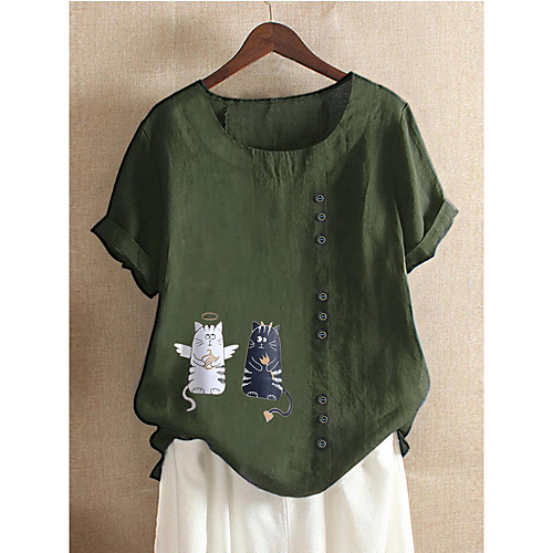 Women's Blouse Shirt Cartoon Pattern Long Sleeve Print Round Neck Basic Tops Cotton White Red Army Green
Women's Blouse Shirt Cartoon Pattern Long Sleeve Print Round Neck Basic Tops Cotton White Red Army Green