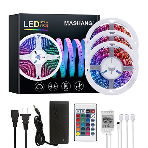 15M(3x5M) LED Strip Lights RGB Tiktok Lights 900LEDs Flexible Color Change SMD 2835 with 24 Keys IR Remote Controller and 100-240V Adapter for Home Bedroom Kitchen TV Back Lights DIY Deco
15M(3x5M) LED Strip Lights RGB Tiktok Lights 900LEDs Flexible Color Change SMD 2835 with 24 Keys IR Remote Controller and 100-240V Adapter for Home Bedroom Kitchen TV Back Lights DIY Deco