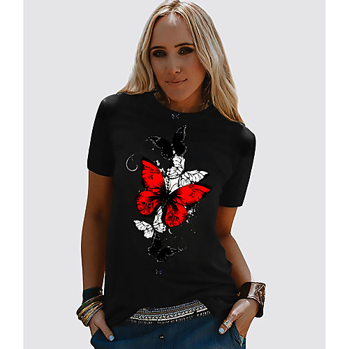 Women's T shirt Butterfly Graphic Prints Round Neck Basic Tops 100% Cotton Black
Women's T shirt Butterfly Graphic Prints Round Neck Basic Tops 100% Cotton Black