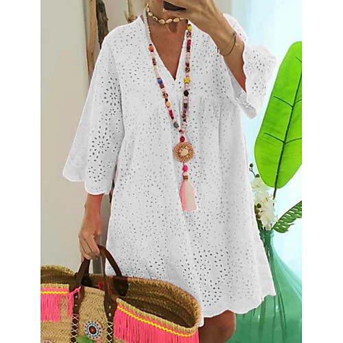 Women's A-Line Dress Knee Length Dress - 3/4 Length Sleeve Solid Color Summer V Neck Casual Loose 2020 White Fuchsia Navy Blue Light Blue S M L XL XXL XXXL
Women's A-Line Dress Knee Length Dress - 3/4 Length Sleeve Solid Color Summer V Neck Casual Loose 2020 White Fuchsia Navy Blue Light Blue S M L XL XXL XXXL