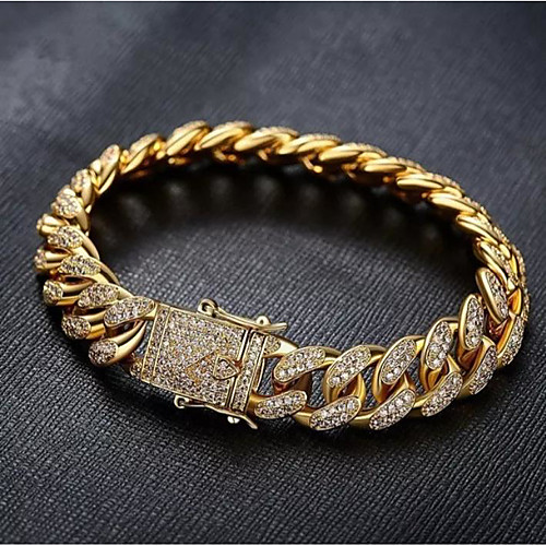 Men's White Bracelet Cuban Link Weave Trendy Alloy Bracelet Jewelry Silver / Gold For Party Evening
Men's White Bracelet Cuban Link Weave Trendy Alloy Bracelet Jewelry Silver / Gold For Party Evening