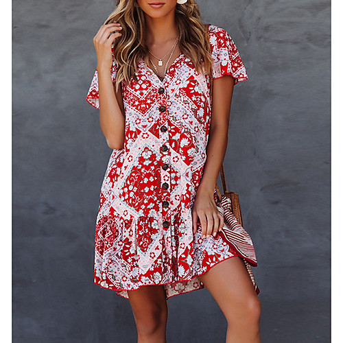 Women's A-Line Dress Knee Length Dress - Short Sleeves Geometric Summer Casual 2020 Red S M L XL XXL XXXL XXXXL XXXXXL
Women's A-Line Dress Knee Length Dress - Short Sleeves Geometric Summer Casual 2020 Red S M L XL XXL XXXL XXXXL XXXXXL