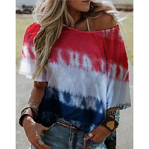 Women's T shirt Tie Dye Long Sleeve Off Shoulder Tops Basic Top Blue Purple Red
Women's T shirt Tie Dye Long Sleeve Off Shoulder Tops Basic Top Blue Purple Red
