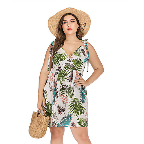 Women's Plus Size Strap Dress Knee Length Dress - Sleeveless Print Summer V Neck Casual Mumu 2020 White L XXL XXXL XXXXL
Women's Plus Size Strap Dress Knee Length Dress - Sleeveless Print Summer V Neck Casual Mumu 2020 White L XXL XXXL XXXXL