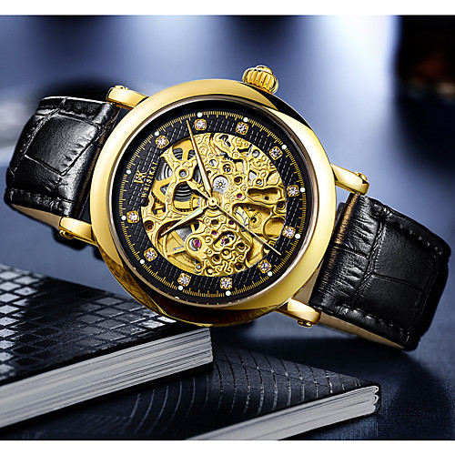 WEISIKAI Men's Mechanical Watch Automatic self-winding Modern Style Stylish Genuine Leather Water Resistant / Waterproof Hollow Engraving Noctilucent Analog Casual Cool - Black / Silver BlackGloden
WEISIKAI Men's Mechanical Watch Automatic self-winding Modern Style Stylish Genuine Leather Water Resistant / Waterproof Hollow Engraving Noctilucent Analog Casual Cool - Black / Silver BlackGloden