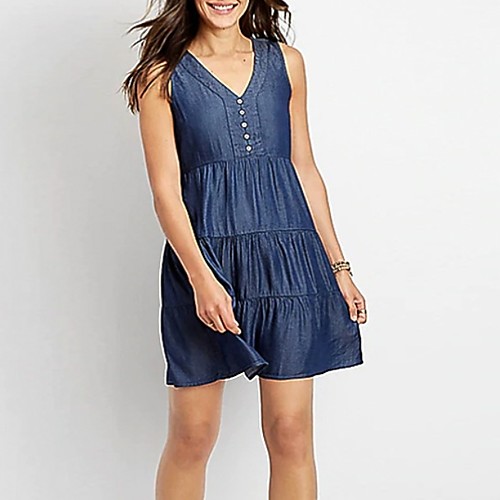 Women's A-Line Dress Denim Knee Length Dress - Sleeveless Solid Color Summer V Neck Casual Denim 2020 Navy Blue S M L XL XXL XXXL
Women's A-Line Dress Denim Knee Length Dress - Sleeveless Solid Color Summer V Neck Casual Denim 2020 Navy Blue S M L XL XXL XXXL