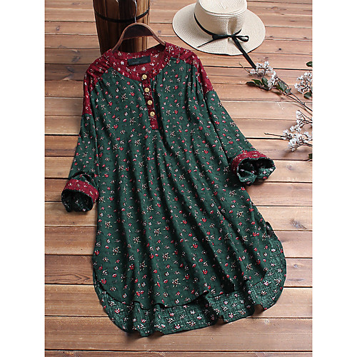 Women's Blouse Shirt Floral Flower Long Sleeve Print Standing Collar Basic Tops Cotton Blue Red Green
Women's Blouse Shirt Floral Flower Long Sleeve Print Standing Collar Basic Tops Cotton Blue Red Green