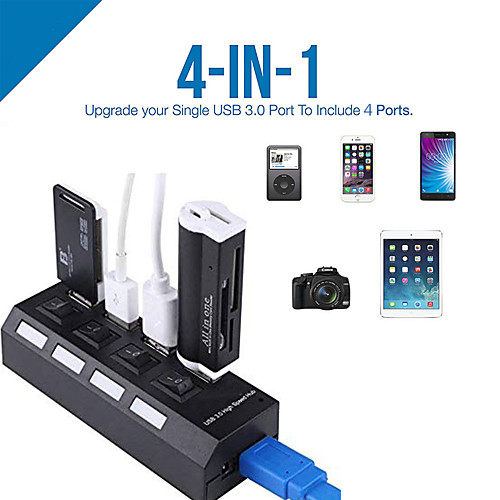4 Port USB3.0 Hub High Speed 5Gbps USB Hub With Individual On/Off Switch USB HUB Splitter Adapter For Windows Laptop PC
4 Port USB3.0 Hub High Speed 5Gbps USB Hub With Individual On/Off Switch USB HUB Splitter Adapter For Windows Laptop PC